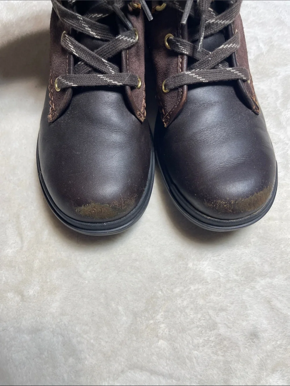 UGG Women's Dark Brown Lace-Up Winter Boots with Side Zip Size 7